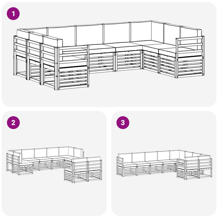 Set canapea sectională cu pernă 9 pcs Alb și crem Poliester - WALTI WALTI
