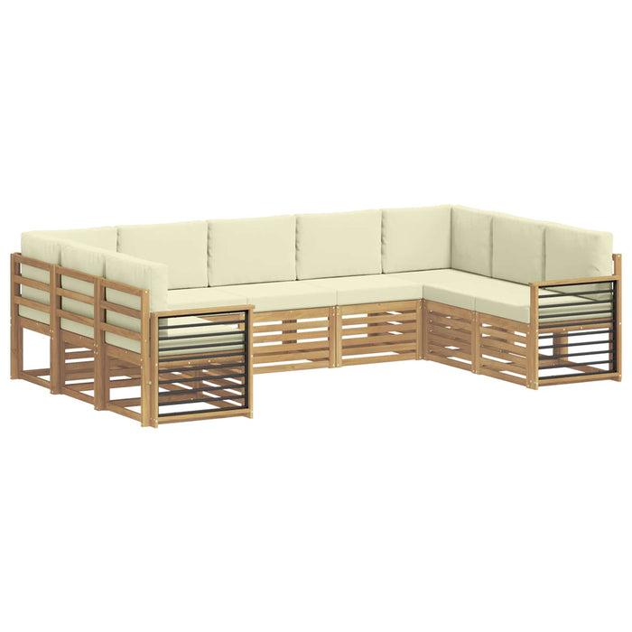 Set canapea sectională cu pernă 9 pcs Alb și crem Poliester - WALTI WALTI