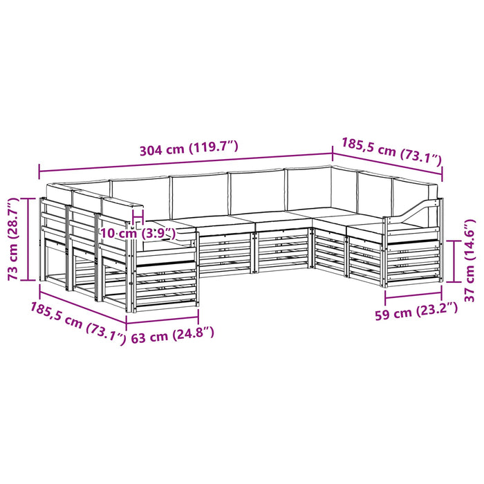 Set canapea sectională 9 pcs Alb și Bej 304 x 185,5 x 73 cm WALTI
