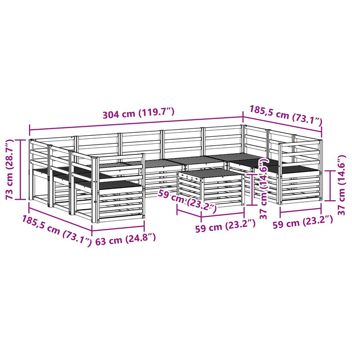 Set de canapele de exterior 10 pcs Alb 59 x 59 x 37 cm WALTI