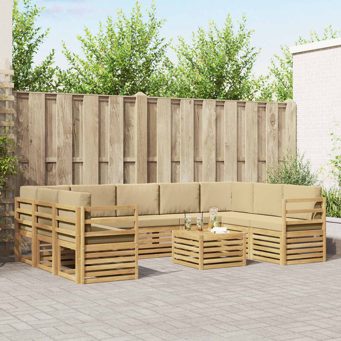 Seturi de canapele 10 pcs Alb și Bej 59 x 59 x 37 cm Poliester WALTI