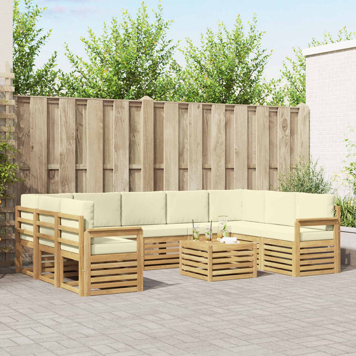 Set de canapele de exterior 8 pcs Alb și Crem 59 x 59 x 37 cm WALTI