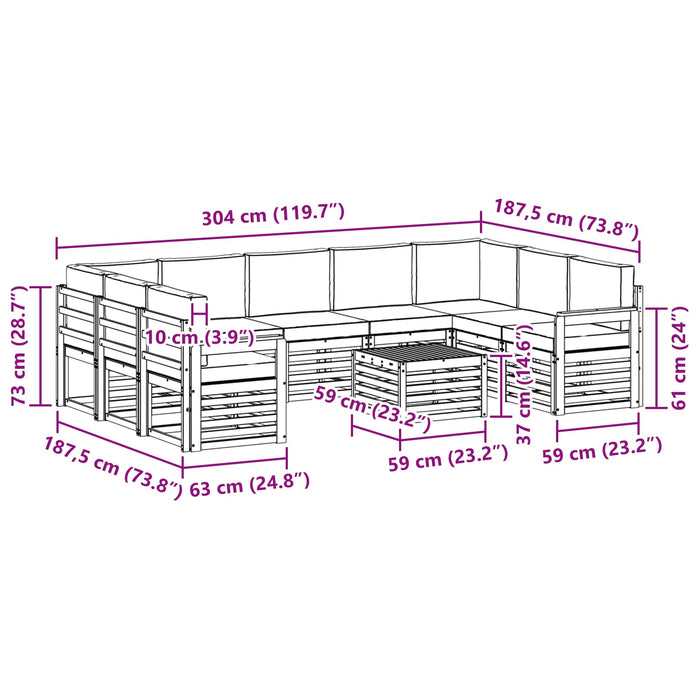 Set de canapele de exterior 8 pcs Alb și Bej 59 x 59 x 37 cm WALTI