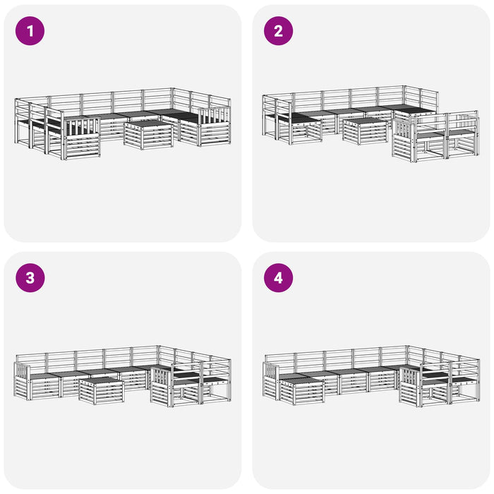 Set de canapele de exterior 10 pcs Alb 59 x 59 x 37 cm WALTI