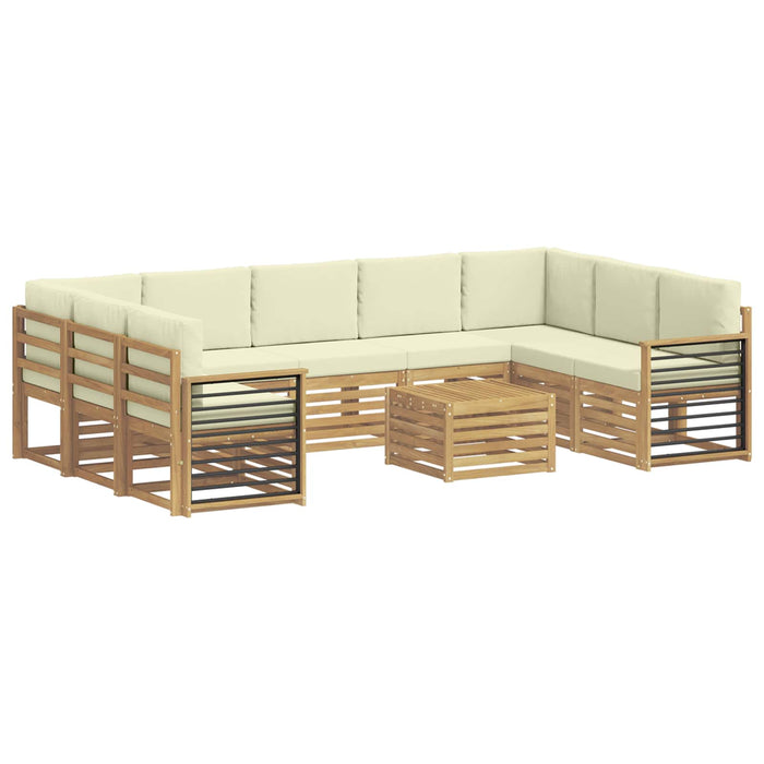 Seturi de canapele cu pernă 10 pcs Alb și crem Poliester WALTI