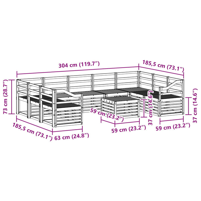 Set de canapele de exterior 10 pcs Alb 59 x 59 x 37 cm WALTI