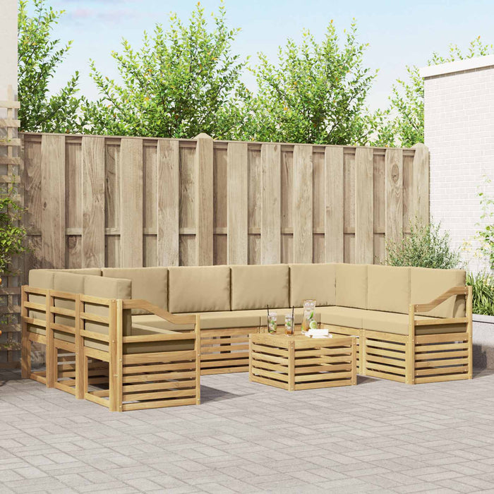 Seturi de canapele 10 pcs Alb și Bej 59 x 59 x 37 cm Poliester WALTI