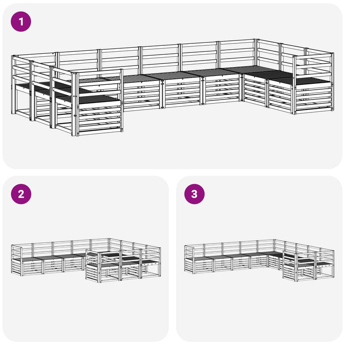 Set de canapele de exterior 10 pcs Alb 363 x 185,5 x 73 cm WALTI
