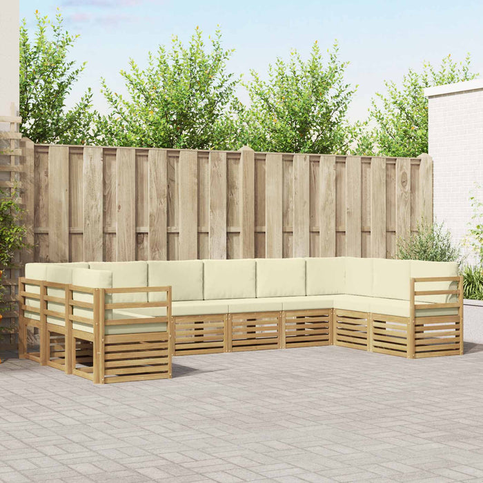Set de canapele de exterior 10 pcs Alb și crem Poliester WALTI