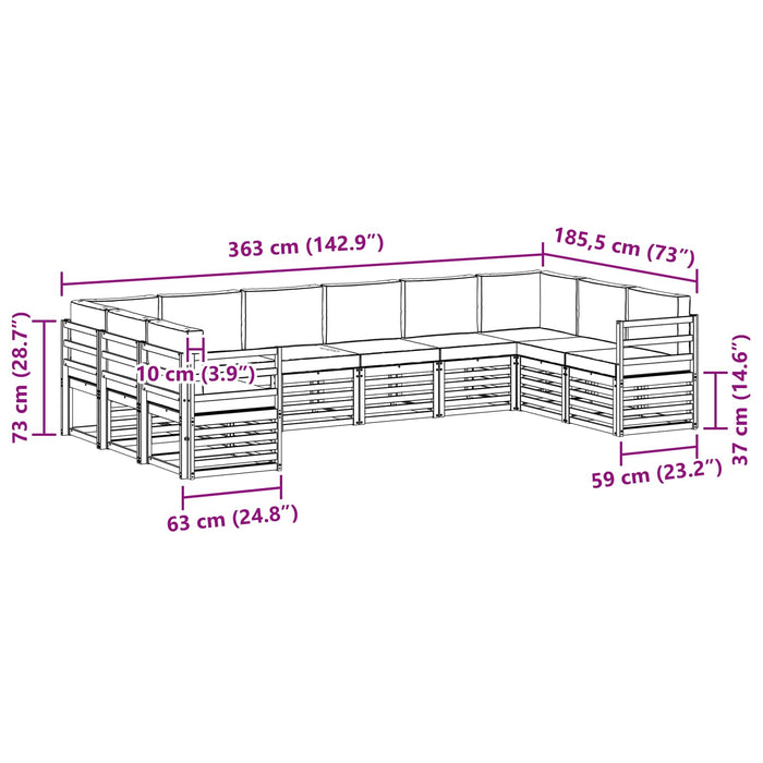 Set canapea sectională 10 pcs Alb și antracit WALTI