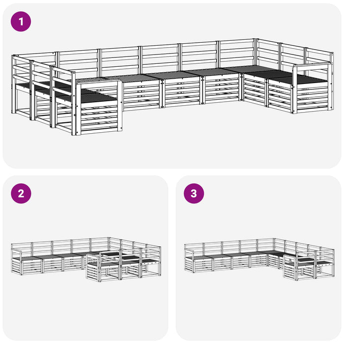Set de canapele de exterior 10 pcs Alb 363 x 187,5 x 73 cm WALTI