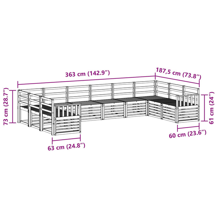 Set de canapele de exterior 10 pcs Alb 363 x 187,5 x 73 cm WALTI