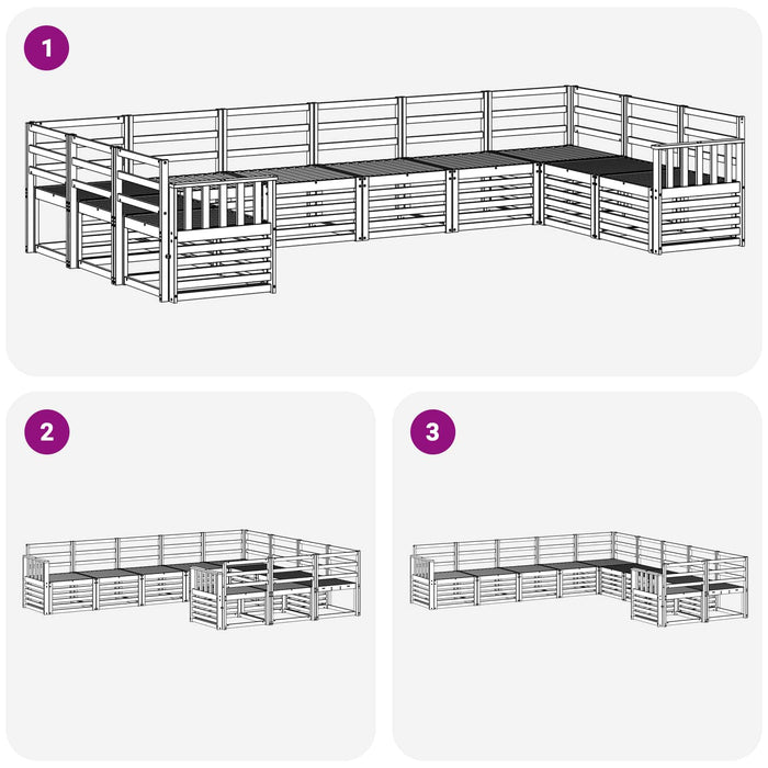 Set de canapele de exterior 10 pcs Alb 363 x 187,5 x 73 cm WALTI
