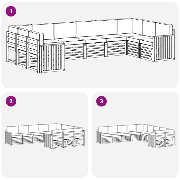 Set de canapele de exterior 10 pcs Alb și gri deschis WALTI