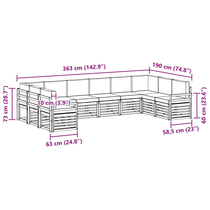 Set de canapele de exterior 10 pcs Alb și gri deschis WALTI