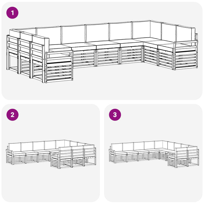 Set de canapele de exterior 10 pcs Alb și gri deschis WALTI