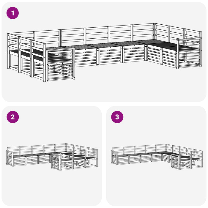 Set de canapele de exterior 10 pcs Alb 363 x 187,5 x 73 cm WALTI