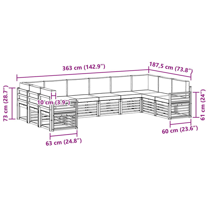 Set canapea sectională 10 pcs Alb și gri deschis WALTI