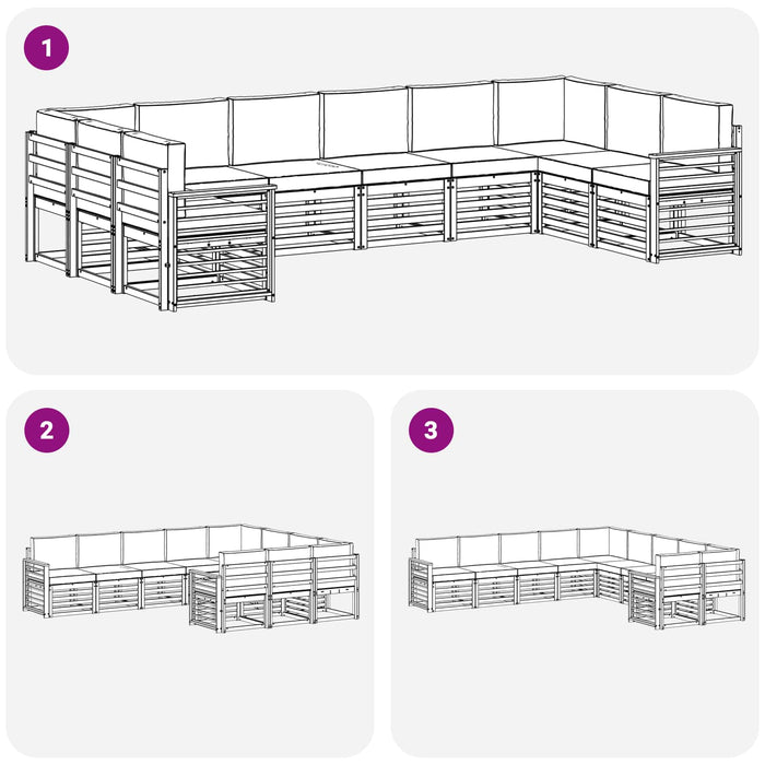 Set canapea sectională 10 pcs Alb și Bej 363 x 187,5 x 73 cm WALTI