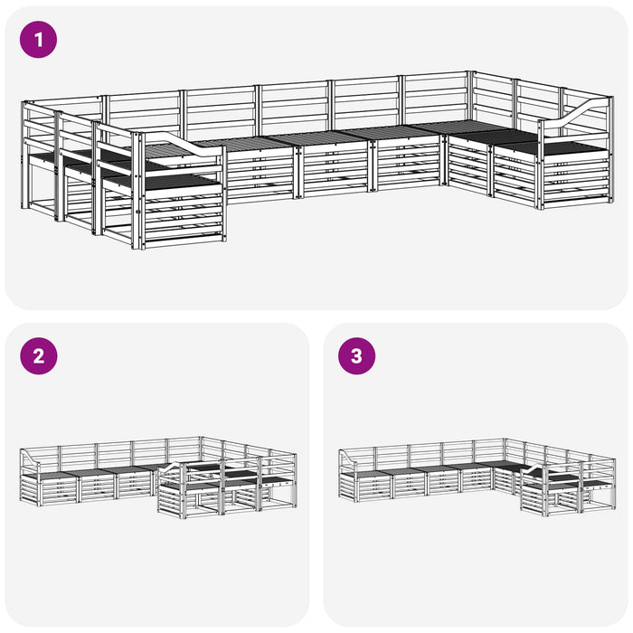 Set de canapele de exterior 10 pcs Alb 363 x 185,5 x 73 cm WALTI