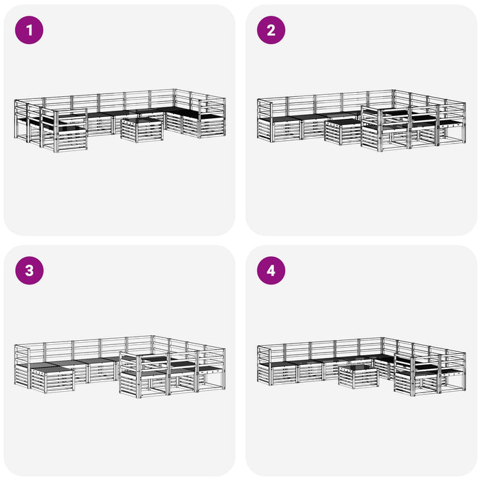 Set de canapele de exterior 11 pcs Alb 59 x 59 x 37 cm WALTI