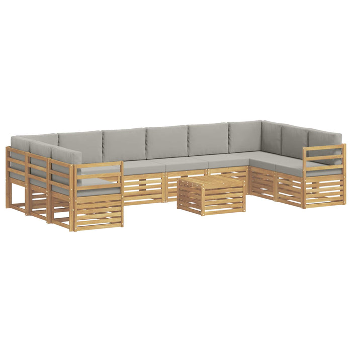 Set de canapele de exterior 11 pcs Alb și gri deschis WALTI