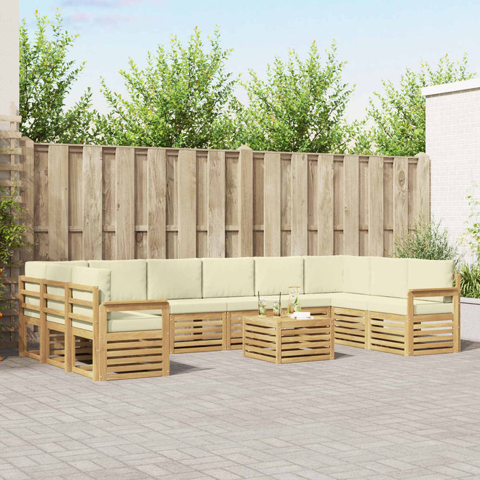 Set de canapele de exterior 8 pcs Alb și Crem 59 x 59 x 37 cm WALTI