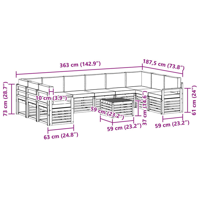 Set de canapele de exterior 8 pcs Alb și Crem 59 x 59 x 37 cm WALTI