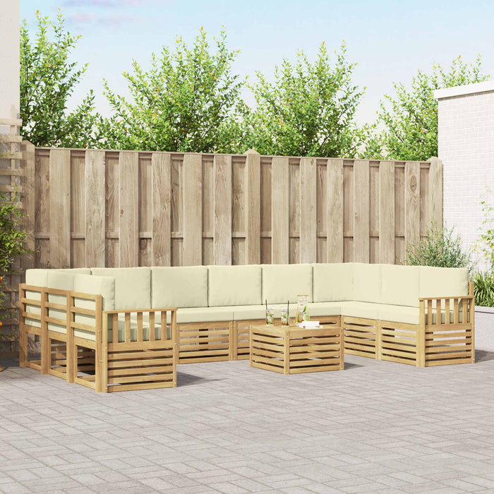 Set de canapele de exterior 8 pcs Alb și Crem 59 x 59 x 37 cm WALTI