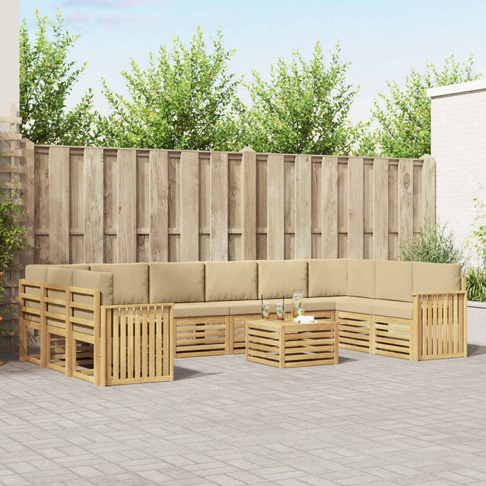 Set de canapele de exterior 11 pcs Alb și Bej 59 x 59 x 37 cm - WALTI WALTI