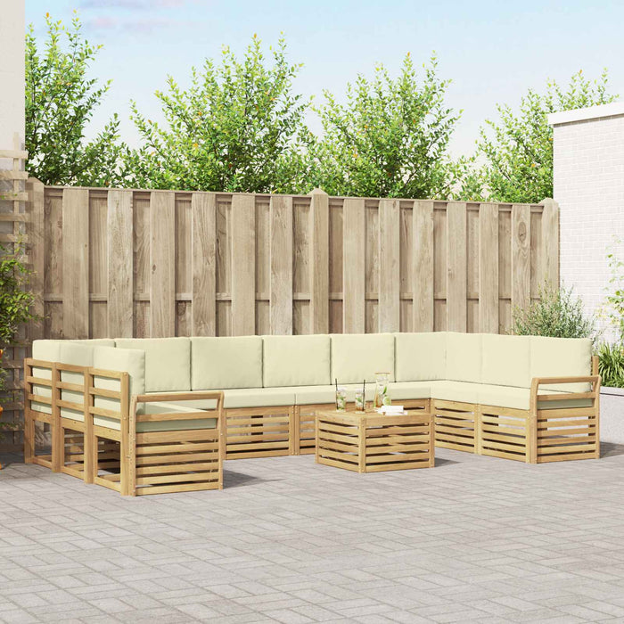 Set de canapele de exterior 11 pcs Alb și crem 59 x 59 x 37 cm - WALTI WALTI