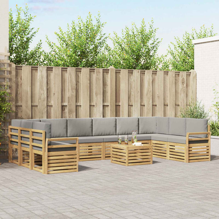 Set de canapele de exterior 11 pcs Alb și gri deschis WALTI