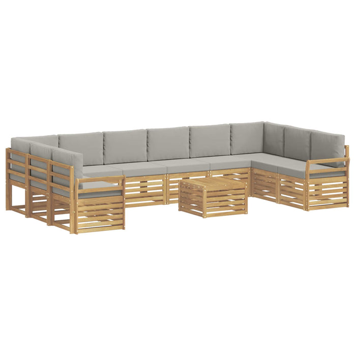 Set de canapele de exterior 11 pcs Alb și gri deschis WALTI