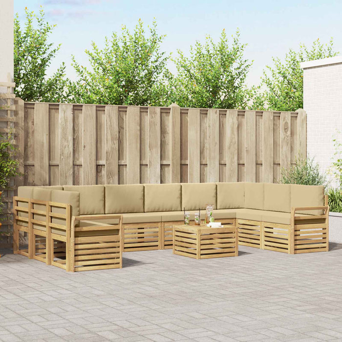 Set de canapele de exterior 11 pcs Alb și Bej 59 x 59 x 37 cm - WALTI WALTI
