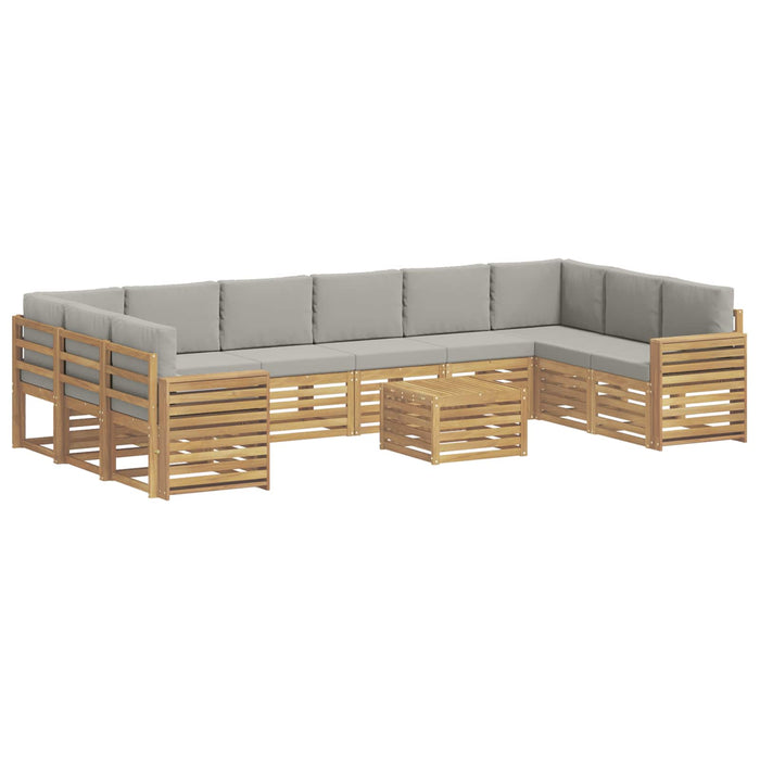 Set de canapele de exterior 11 pcs Alb și gri deschis WALTI