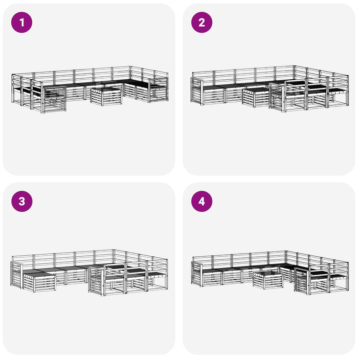 Set de canapele de exterior 11 pcs Alb 59 x 59 x 37 cm WALTI