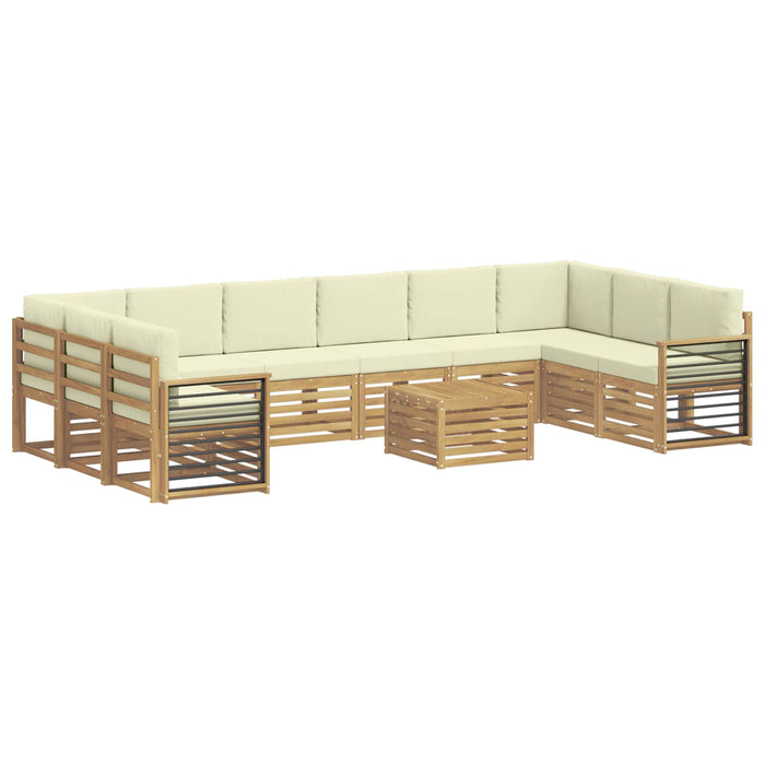 Set de canapele de exterior 11 pcs Alb și crem Poliester WALTI