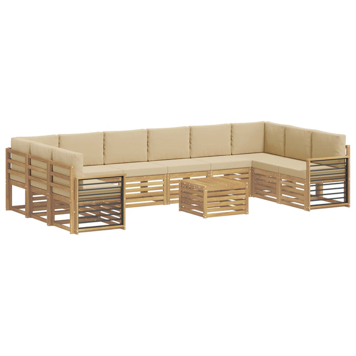 Set de canapele de exterior 11 pcs Alb și Bej 59 x 59 x 37 cm WALTI
