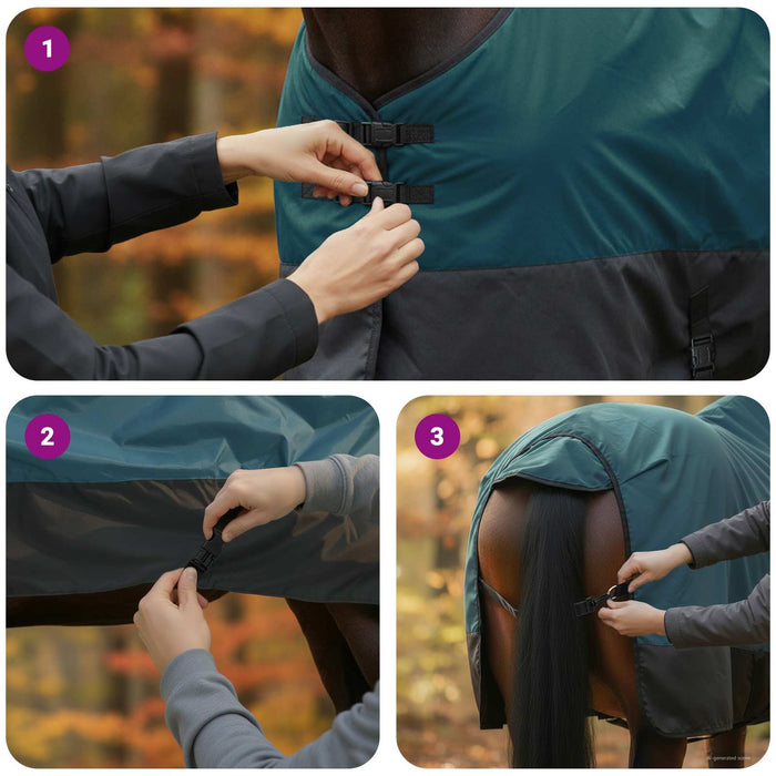 Pătură pentru cai Verde închis și negru 155 cm Poliester - WALTI WALTI