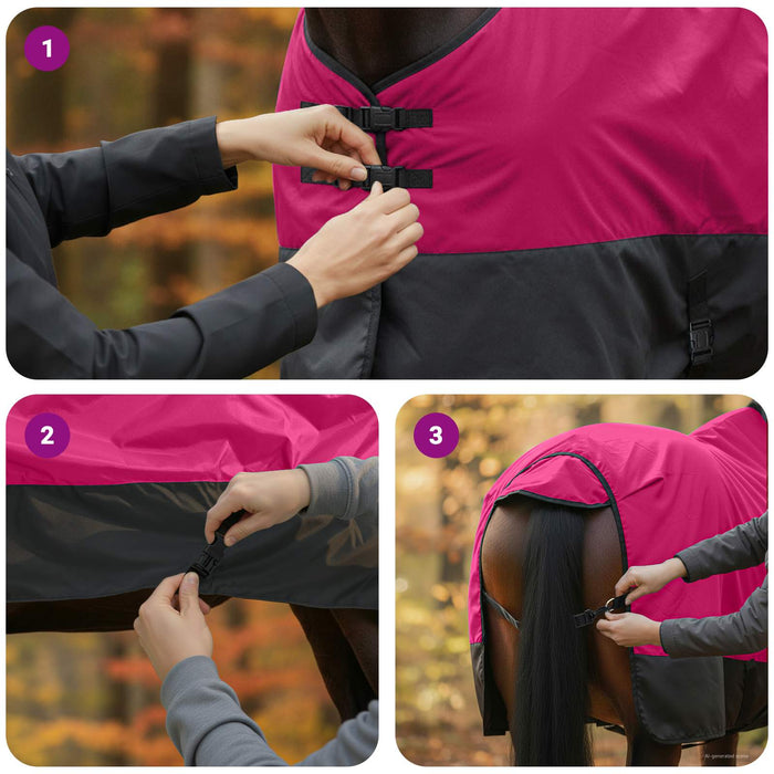 Pătură pentru cai Roz și Negru 155 cm Poliester - WALTI WALTI