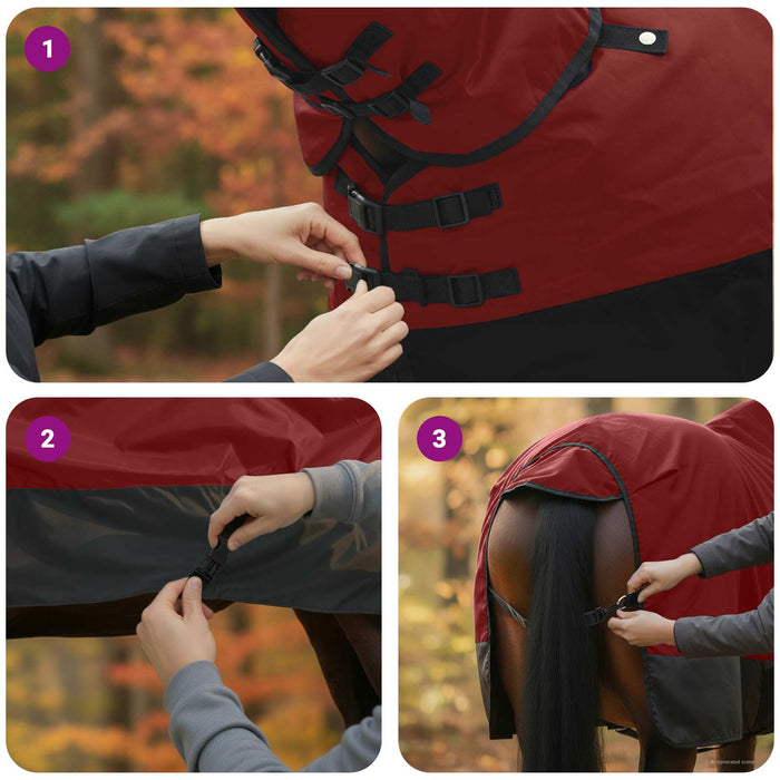 Pătură pentru cai Verde închis și negru 155 cm Poliester - WALTI WALTI