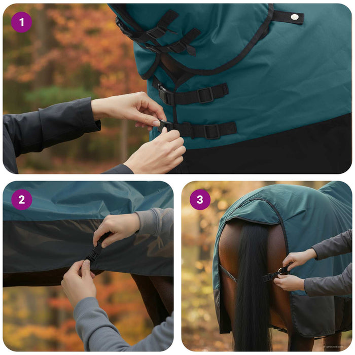 Pătură pentru cai Verde închis și negru 95 cm Poliester - WALTI WALTI