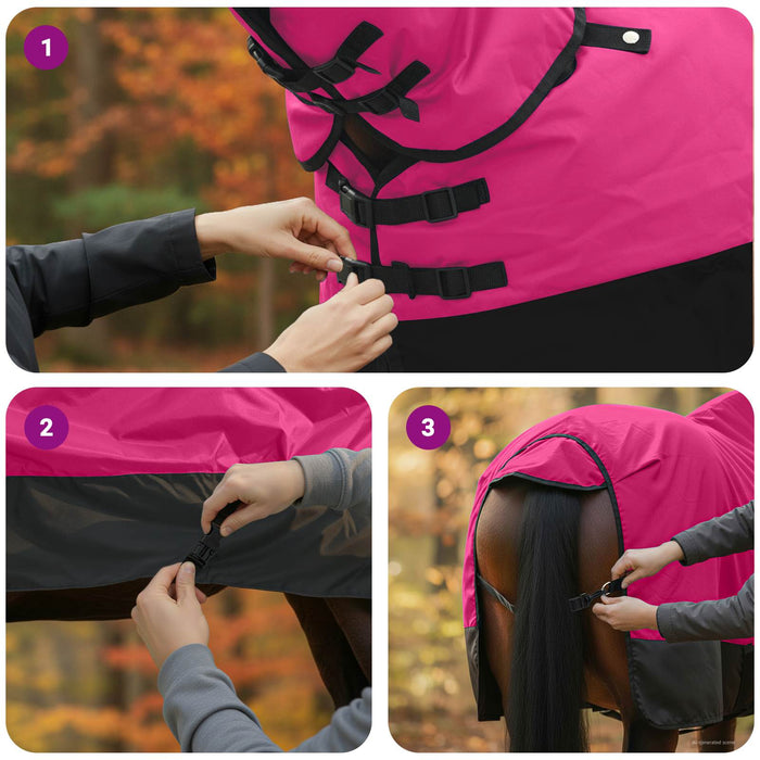Pătură pentru cai Roz și Negru 145 cm Poliester - WALTI WALTI