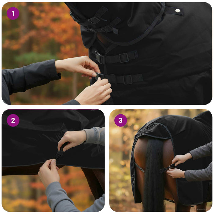 Pătură pentru cai Verde închis și negru 145 cm Poliester - WALTI WALTI