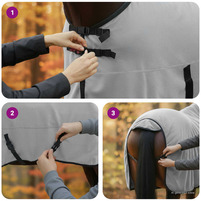 Pătură pentru cai Gri deschis și roz complet Poliester - WALTI WALTI
