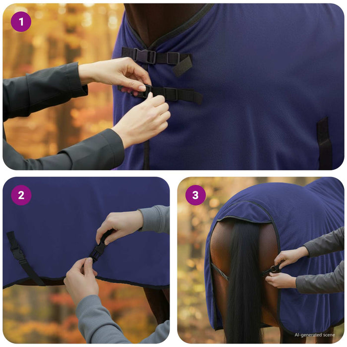 Pătură pentru cai Albastru marin Poliester - WALTI WALTI