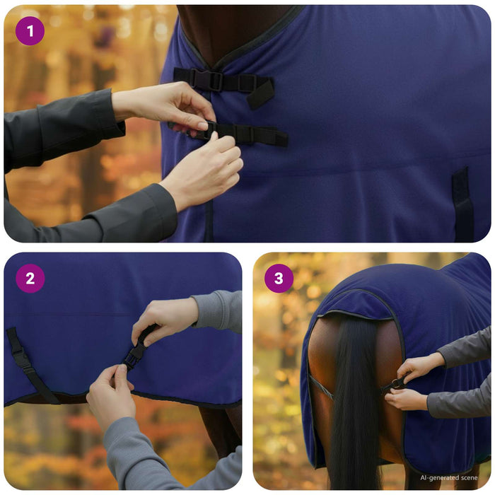 Pătură pentru cai Albastru marin 125 cm Poliester - WALTI WALTI