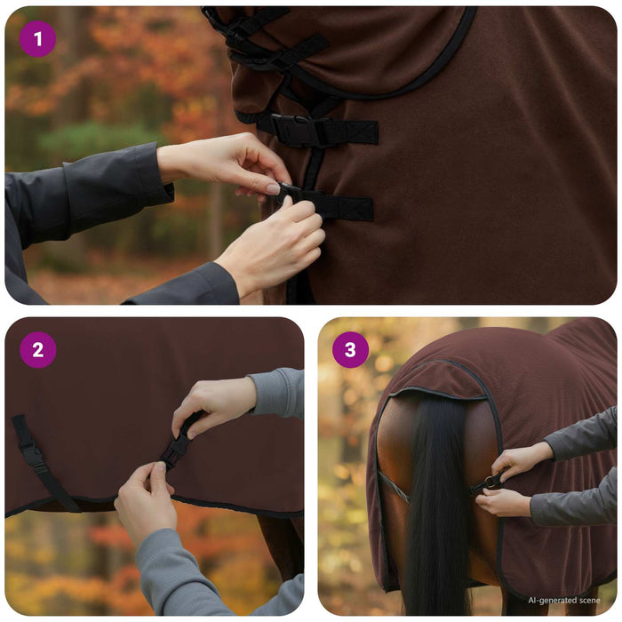 Pătură pentru cai Maro Întunecat Complet Poliester - WALTI WALTI