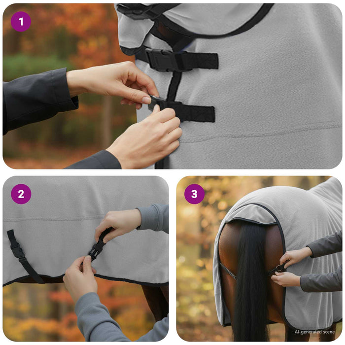 Pătură pentru cai Gri deschis și roz complet Poliester - WALTI WALTI