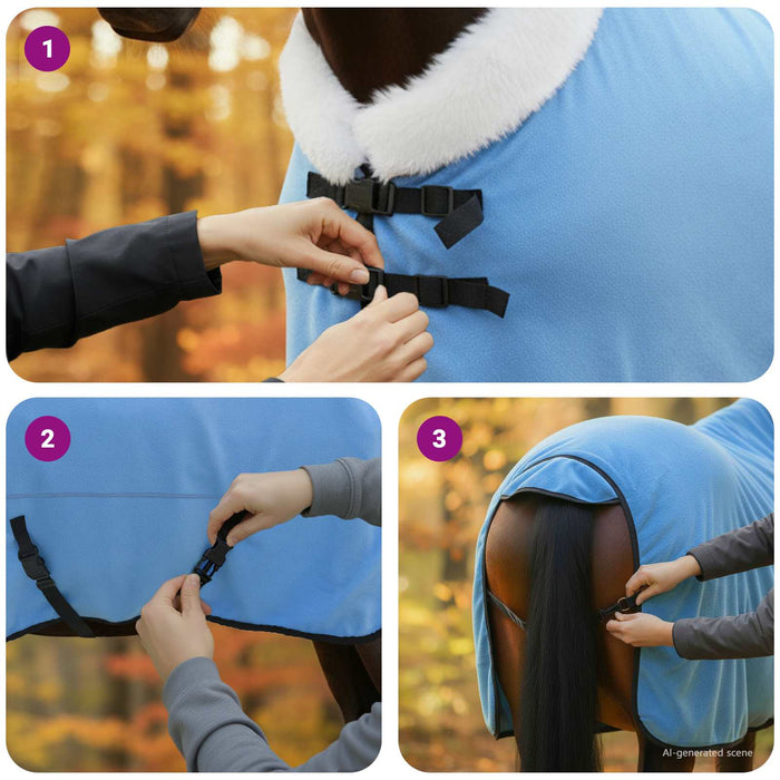 Pătură pentru cai Aqua complet 135 cm Fleece polar - WALTI WALTI